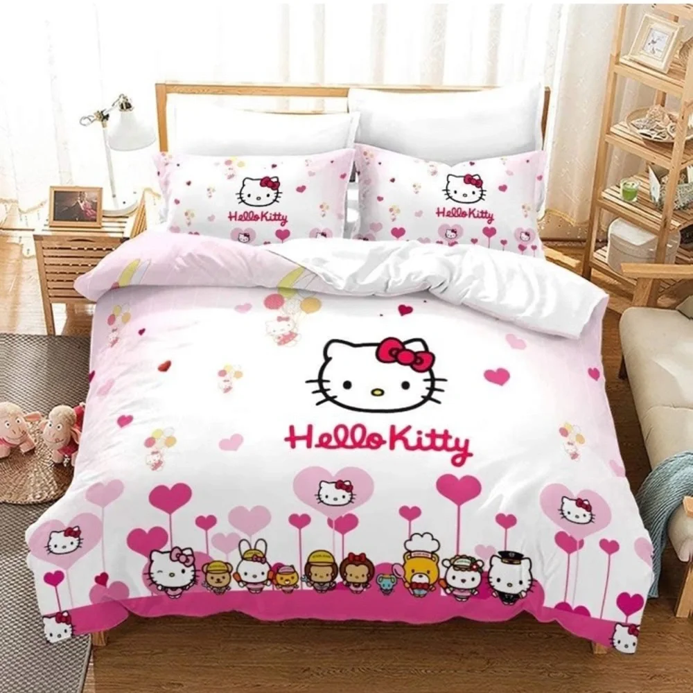Hello Kitty Heart Duvet Cover Set - Pink and White